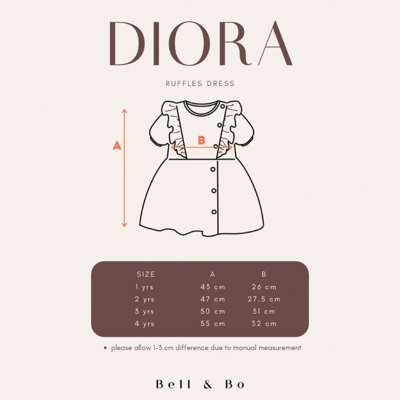 BELL&amp;BO - DIORA DRESS BELL N BO - DRESS ANAK PEREMPUAN - BAJU ANAK - DRESS ANAK BELL&amp;BO