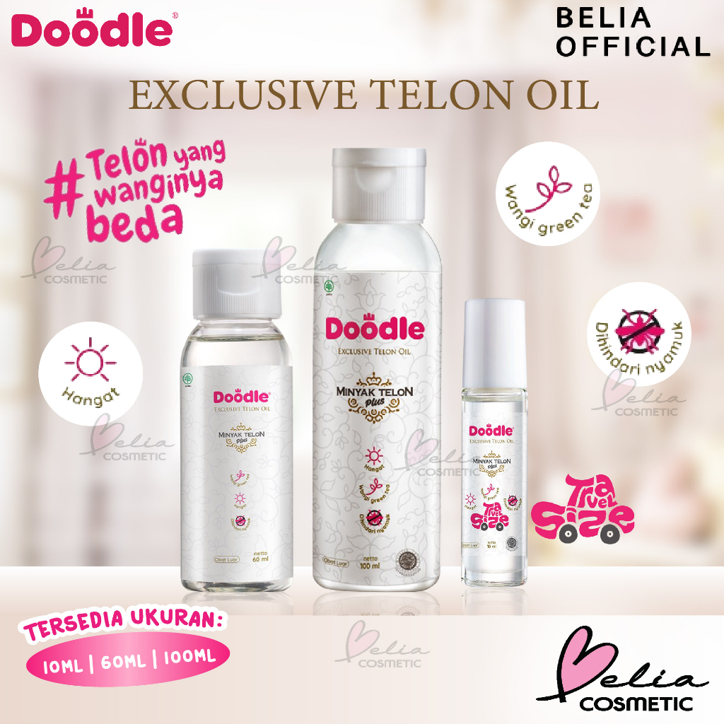 ❤ BELIA ❤ DOODLE Exclusive Minyak Telon Plus wangi Greentea 10ml | 60 ml |100ml Untuk Bayi dan Anak