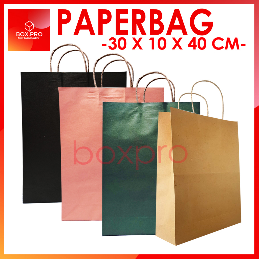 

Paperbag Paper bag tinggi kantong kertas tas polos Hitam Hijau Pink 30x10x40 goodie bag souvenir sablon