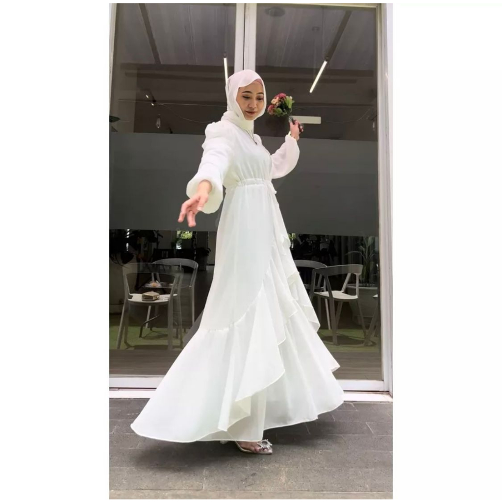 GAMIS AIRIN SET INNER DRESS + OUTER CERUTY BABYDOLL MUSLIMAH  / DRESS HARI RAYA LEBARAN KONDANGAN BRIDESMAID KEKINAN WANITA REMAJA TERBARU