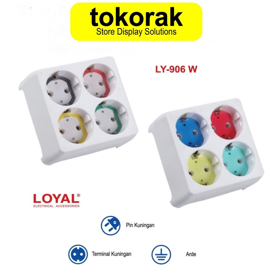 STOP KONTAK ARDE OB 4 IN 1 LUBANG WARNA LY-906 W LOYAL STEKER COLOKAN SOCKET