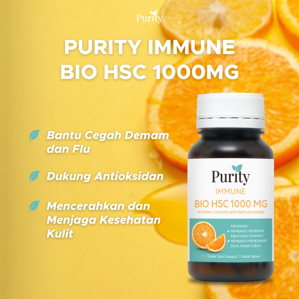 [BPOM] Purity Vitamin Immune Bio HSC 1000mg 60 Tablet / Vitamin C with Bioflavonoids / Multivitamin / MYMOM