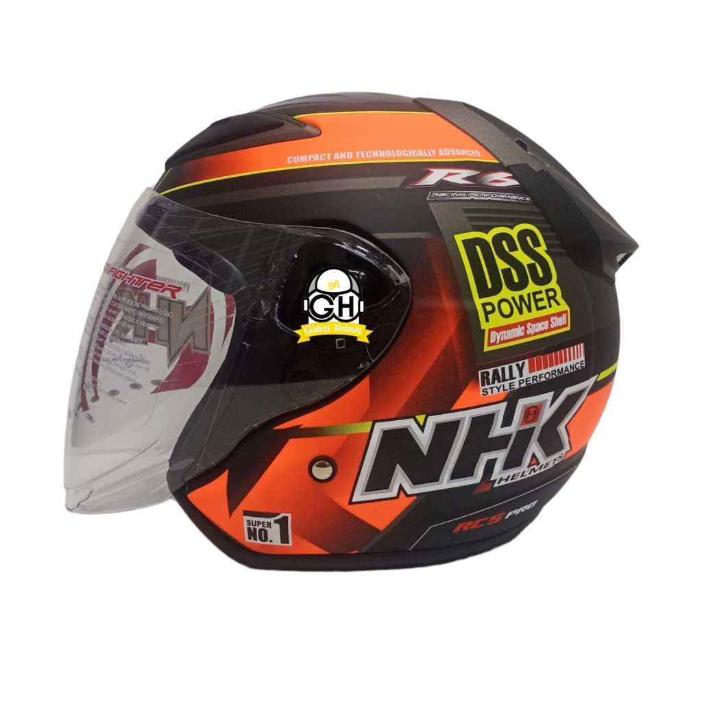 HELM NHK R6 MOTIF RALLY BLACK ORANGE DOFF