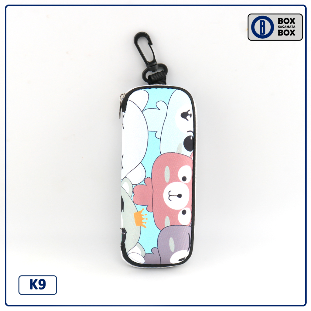 Box / Tempat Kacamata Soft Case Resleting Motif Animals Cartoon Anak Anak Keren Dan Kuat K9