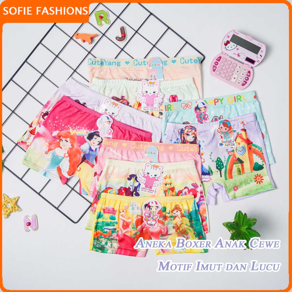 SF - Boxer anak perempuan/Celana dalam CD celana dalam anak perempuan katun lucu
