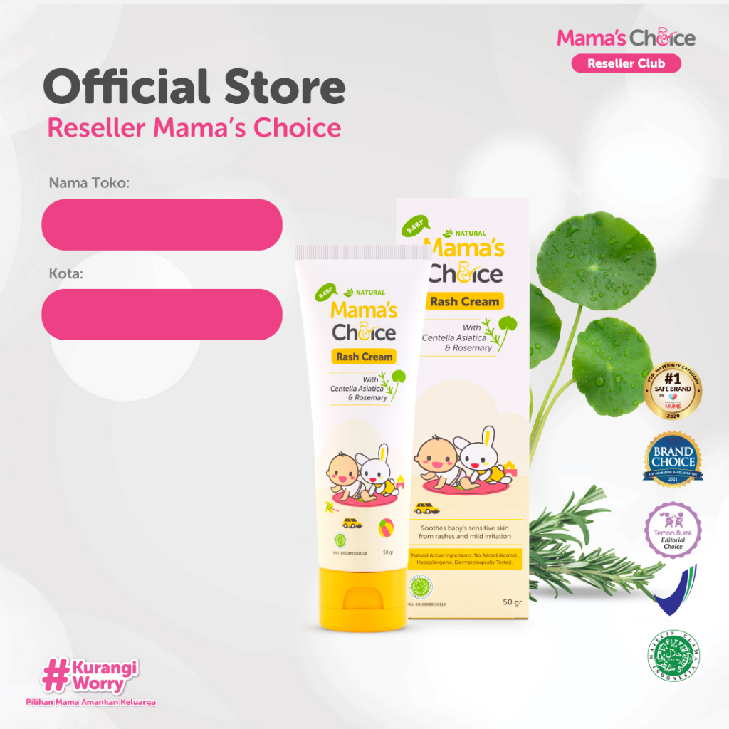 Baby Diaper Cream | Rash Cream Mama's Choice - Krim untuk meredakan biang keringat, ruam popok, ruam susu (Terdaftar BPOM)