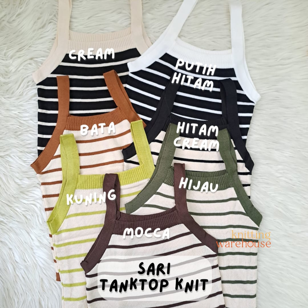 Sari Tanktop Stripes Knit - Kamisol Rajut Import Atasan Wanita - TM (2896-3)