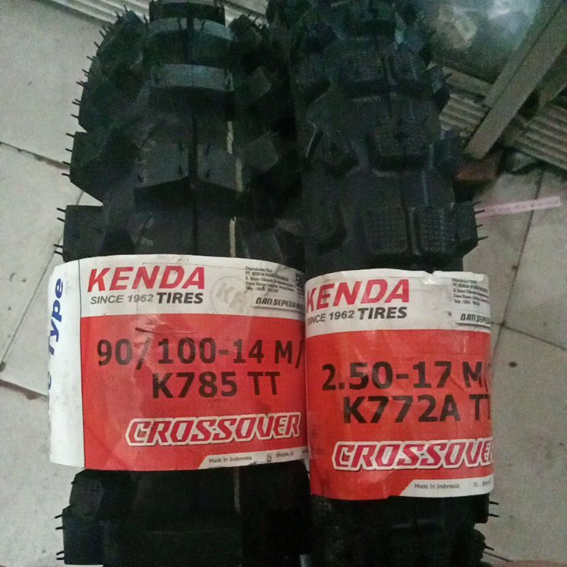 ban cross kenda ring 14/17 sepasang depan dan belakang ukuran 90-100/14 dan 250/17