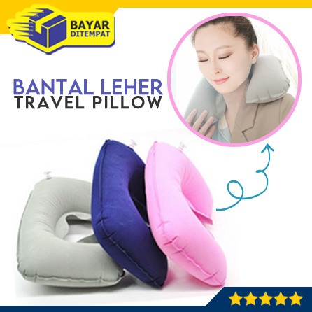 Bantal Leher Tiup Travel Pillow