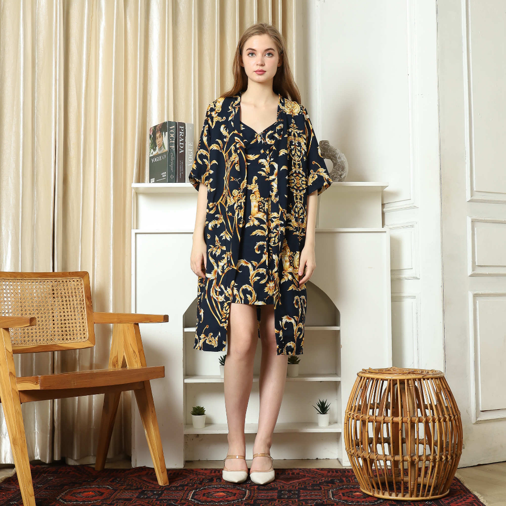 660586 Cynthia Kemuning Kimono Set 2 in 1 All Size