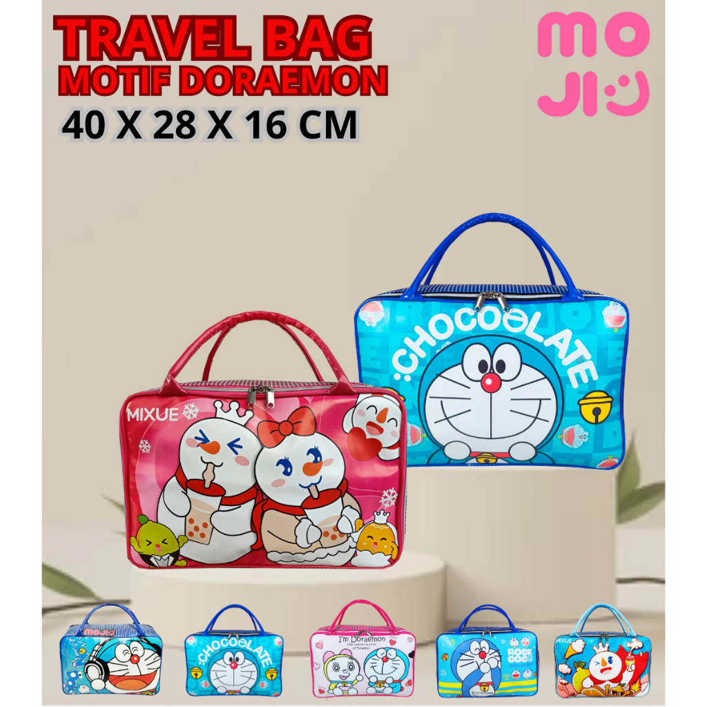 Tas mudik Tas travel bag pakaian motif karakter ukuran besar tas selempang Moji 1