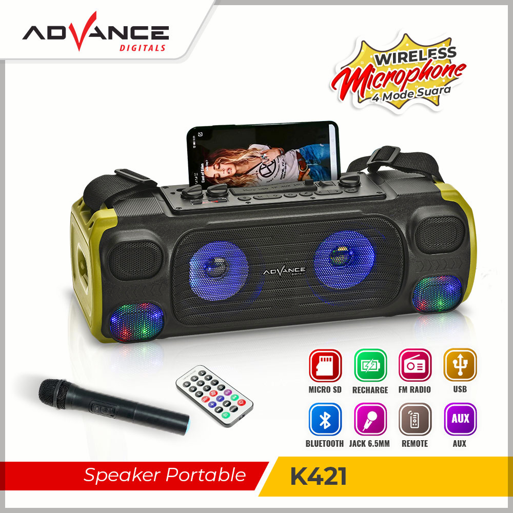 Advance Speaker BLUETOOTH K421 + FREE MIC Garansi 1 Tahun