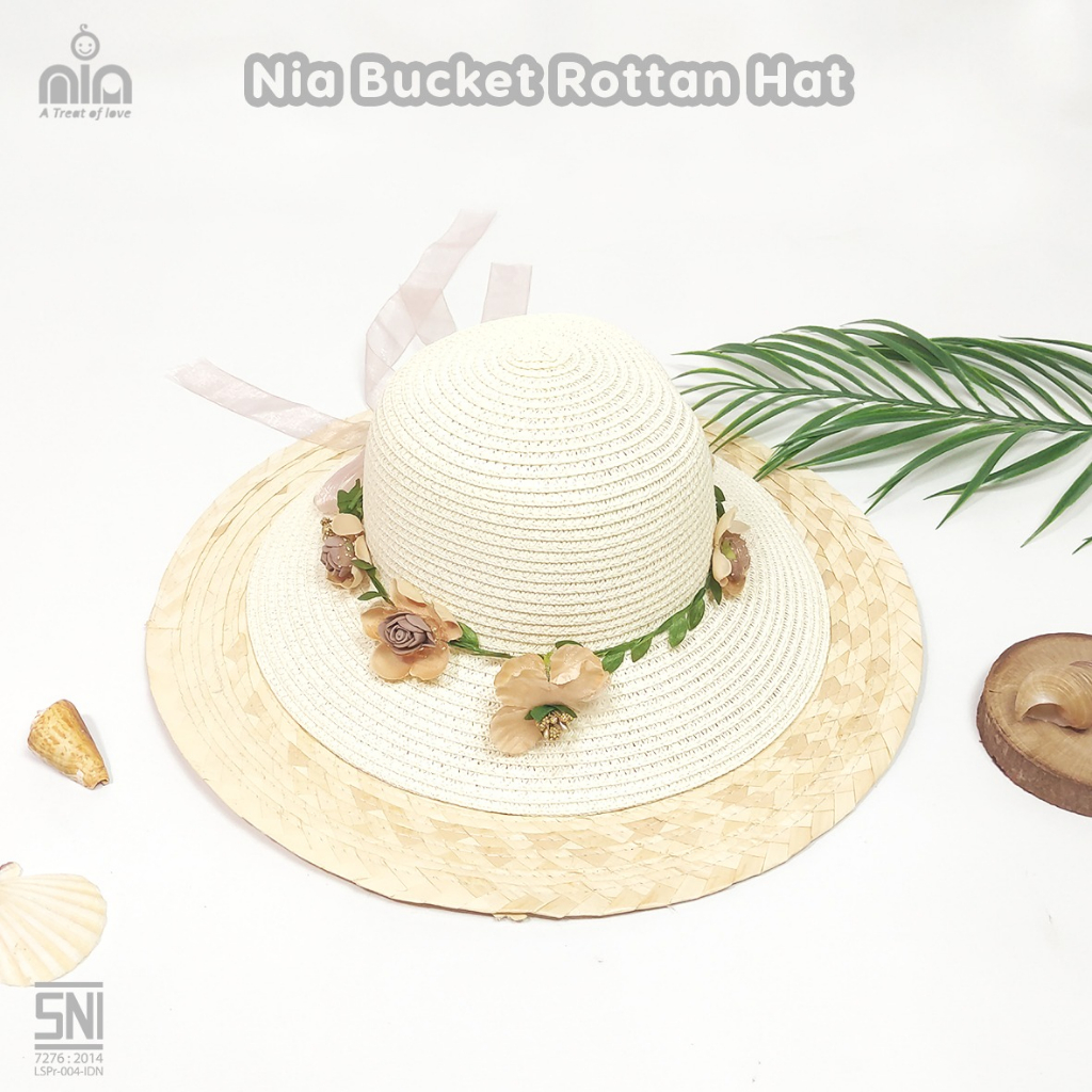 Topi Pantai Anak - Nia Bucket Rottan Hat