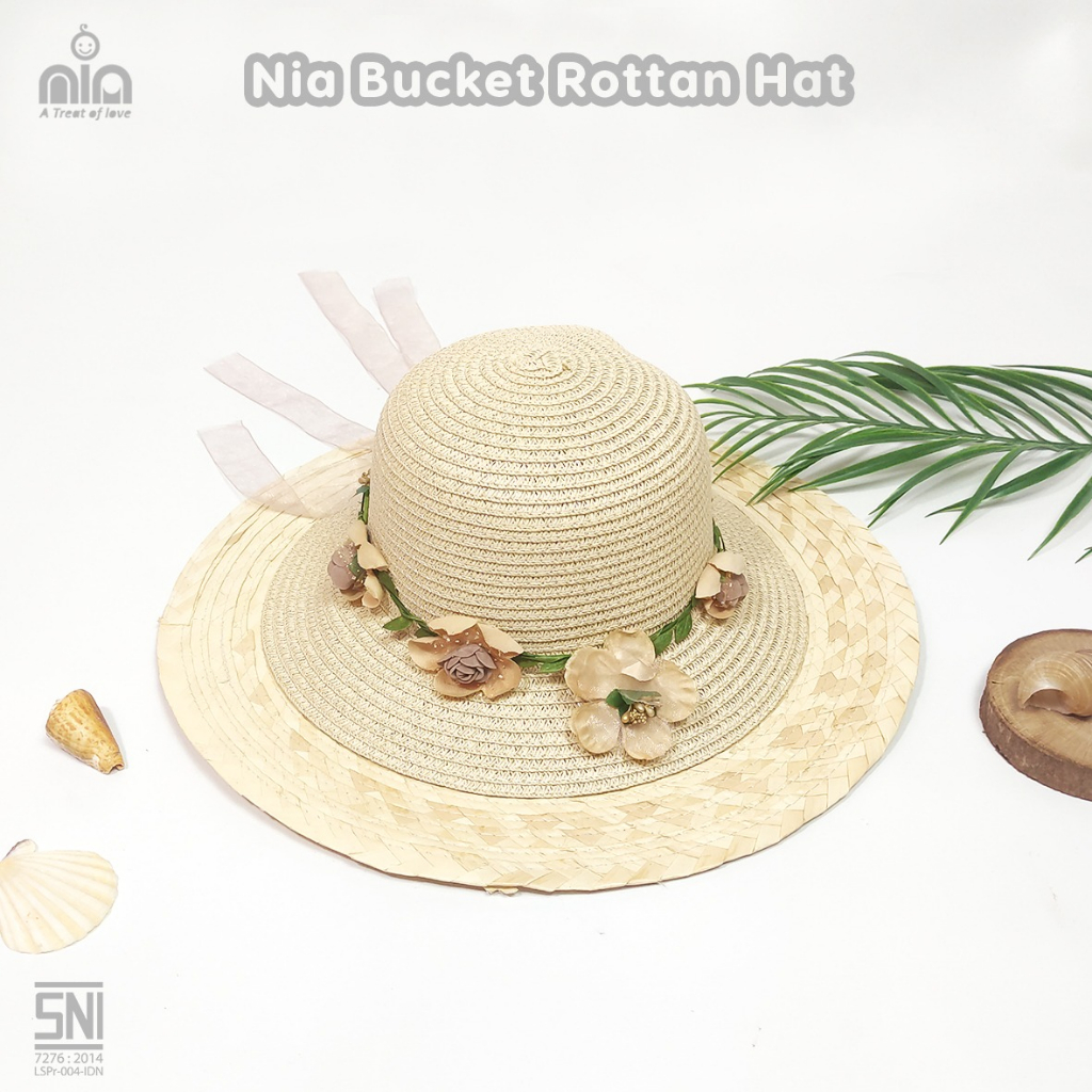 Topi Pantai Anak - Nia Bucket Rottan Hat