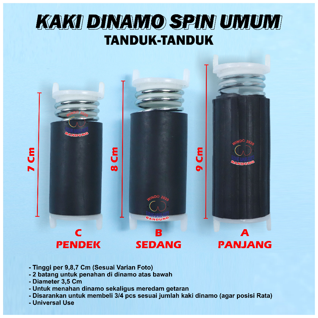 KAKI DINAMO SPIN PANJANG 9 , 8 , 7 CM | DUDUKAN PER SPRING MOTOR PENGERING MESIN CUCI 2 TABUNG UNIVERSAL