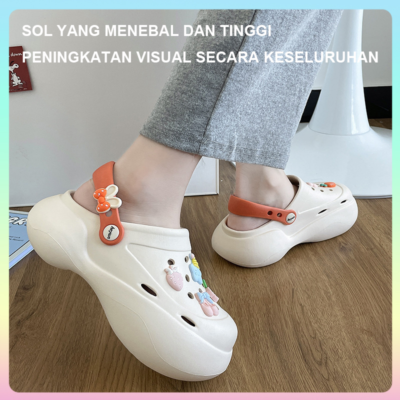 Sandal Jelly Wanita Baim Wedges Import Lucu Sendal Baim Tinggi 2023 Kesehatan EVA Sandal Kodok Crocs Original Murah