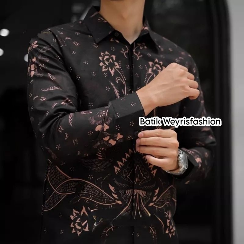 Batik Pria Lengan Panjang Kemeja Batik Pria Lengan Panjang Terbaru Batik Weyrisfashion Baju Batik Pria Lengan Panjang Modern Atasan kemeja Batik Premium