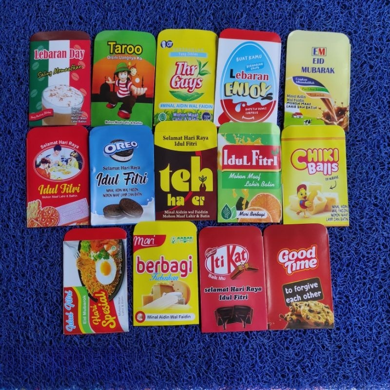 

[Jadian] [Bisa Pilih Motif] 1 pack Isi 10 pcs Amplop Lebaran Motif Snack Viral Size Mini Siap Pakai