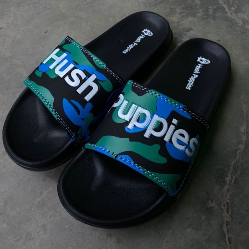 SANDAL HUSH PUPPIES PRIA WANITA SANDAL HUSH PUPPIES PREMIUM SENDAL SLIP ON PRIA WANITA BLUE ARMY