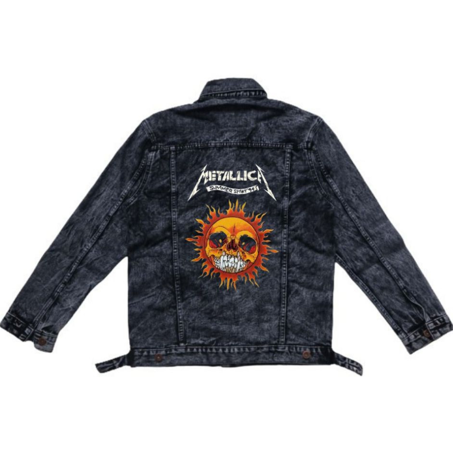 Hipokrit Official Store - Jaket Jeans Sandwash Denim Printing Size M.L.XL & XXL Metallica Gambar Bel
