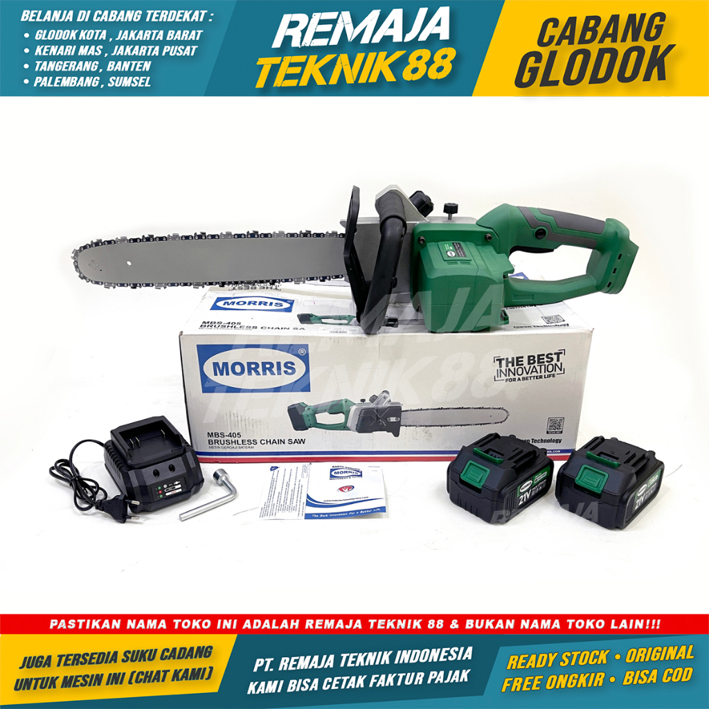 GERGAJI LISTRIK / CHAINSAW CORDLESS / SENSO BATERAI MORRIS MBS 405 16"