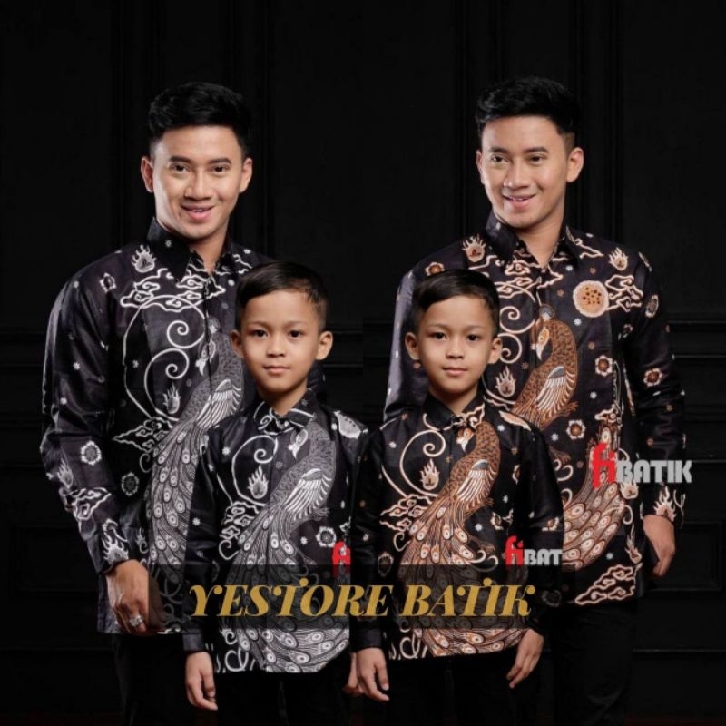 0BAJU BATIK COUPLE AYAH ANAK LENGAN PANJANG, BAJU BATIK PRIA MERAK FI, BAJU ANAK COWOK COUPLE AYAH, BAJU BATIK KELUARGA, SERAGAM BATIK, COUPLE BATIK WARNA ABU DAN COKLAT