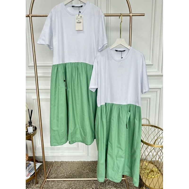 Zr cotton combination pocket simple dresss