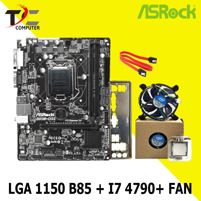 Paket mobo B85 Onboard LGA 1150 DDR3 Plus Processor I7 4790 Fan