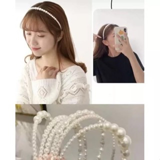 ✿ELYSABETHME✿ Bandana mutiara korea lucu imut aksesoris rambut untuk tampil feminim girly bando