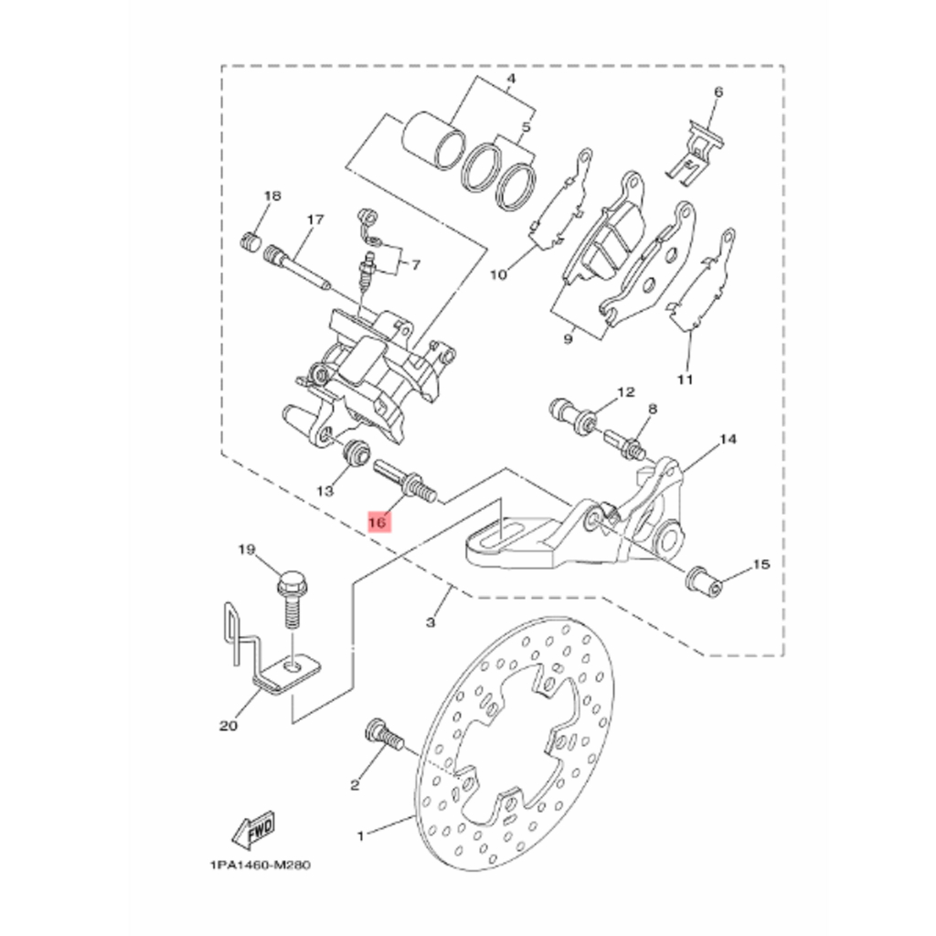 BAUT AS PIN PEN PAD TAHANAN KALIPER KAMPAS REM BELAKANG VIXION NEW NVL NVA BK8 ORIGINAL YGP 50C-2536G-00