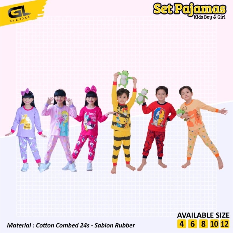 Setelan Anak Perempuan Laki Laki GL Glamoas Set Piyama Rubby 3-10th