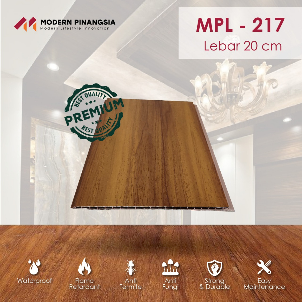 Plafon PVC Tipe MPL.208.217 / Modern Plafon Laminate / Motif Kayu