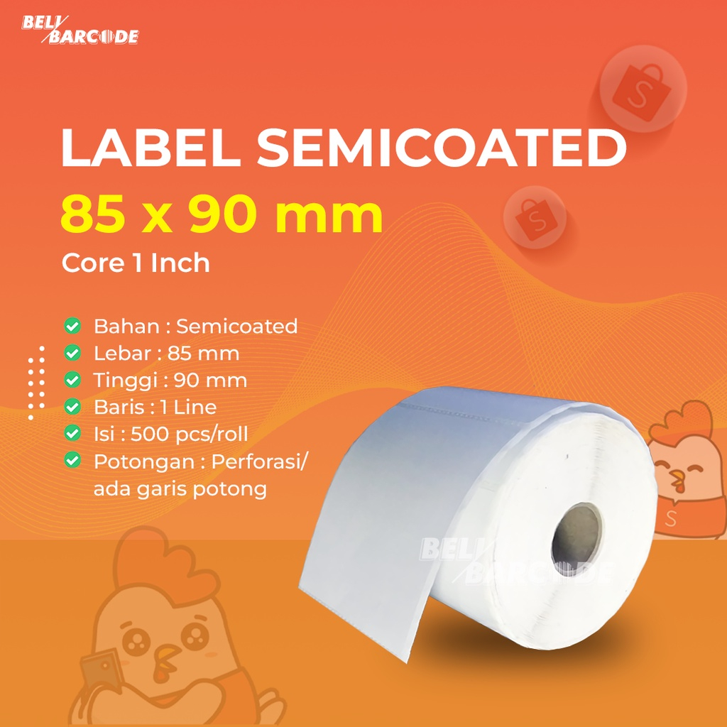 Stiker Label Barcode 85x90mm Semicoated 1 Line isi 500 Pcs