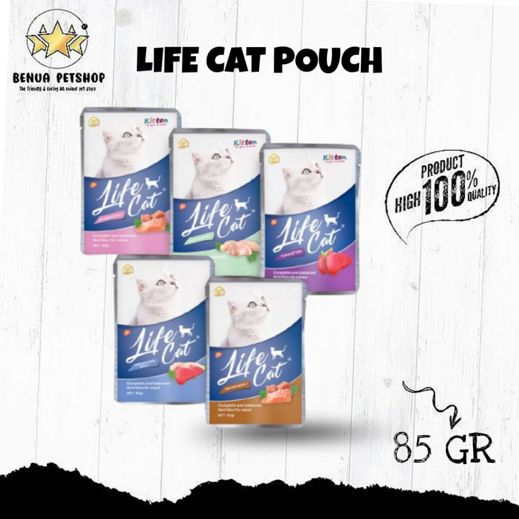 Makanan kucing basah Life Cat Pouch 85gr all variant