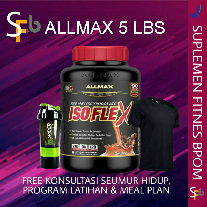 ALLMAX ISOFLEX ISO FLEX 5 LBS WHEY PROTEIN ISOLATE 100% ISOLATE SUPLEMEN GYM MAKANAN KESEHATAN WPI90