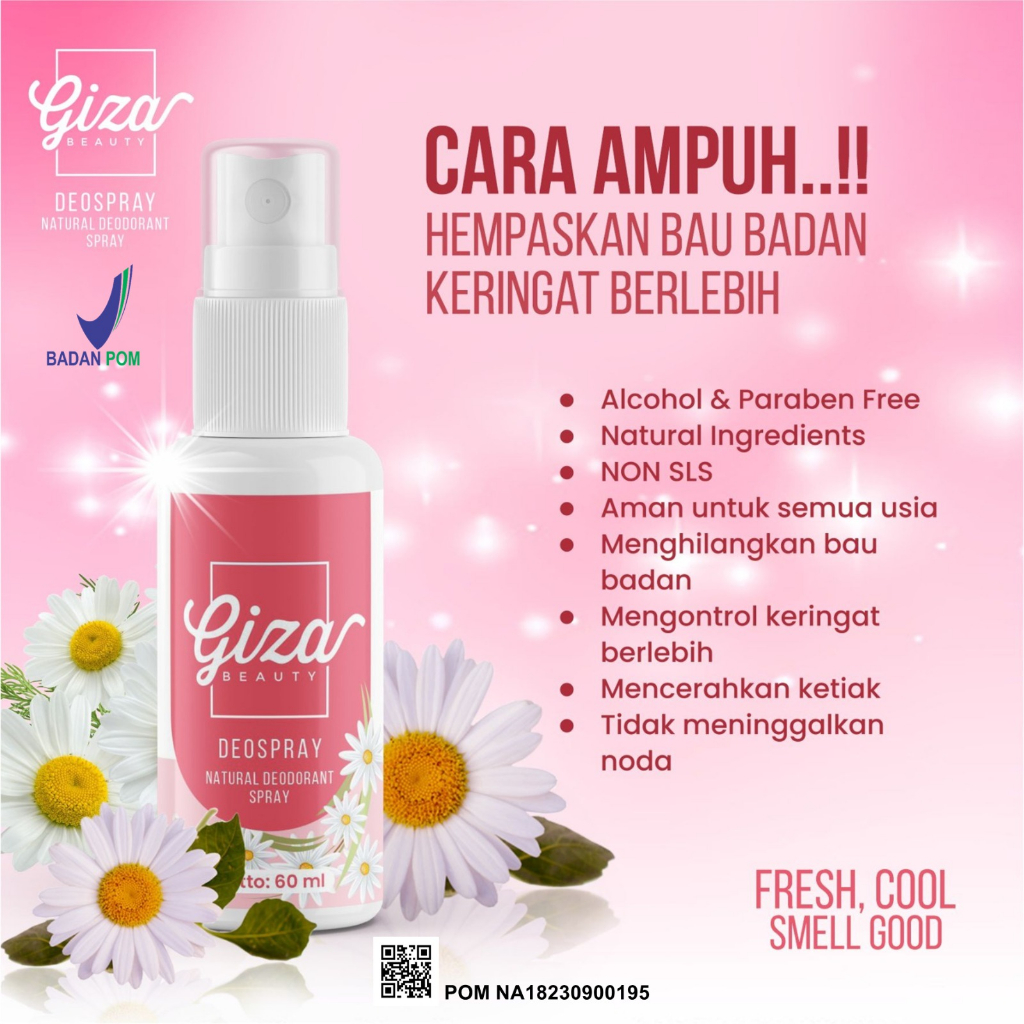 (Grosir 60 ML) DeoSpray Giza Beauty Natural Deodorant Spray