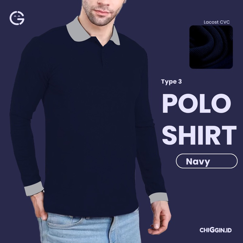 NEW ARRIVAL type 3 polo shirt LONG SLEEVE bahan lacoste cvc premium