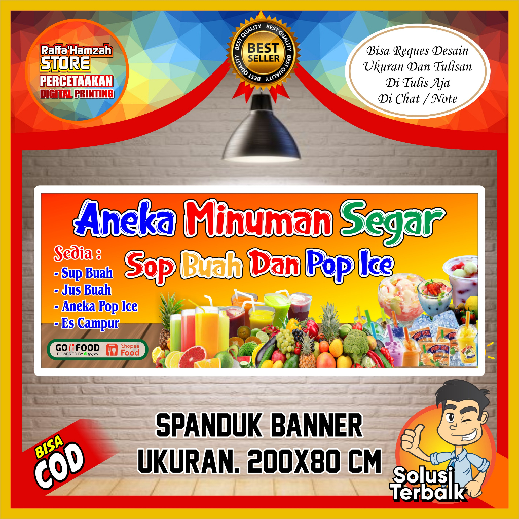 Spanduk Banner Aneka Minuman Spanduk Sop Buah, Spanduk Minuman Pop Ice, Banner Minuman Custom