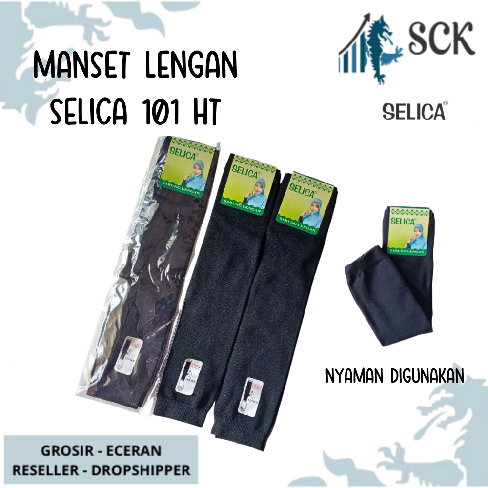 Deker SELICA 101 HITAM Spandex / Manset SELICA Tangan Panjang Bahan NYLON / Sarung Tangan Muslim Grosir