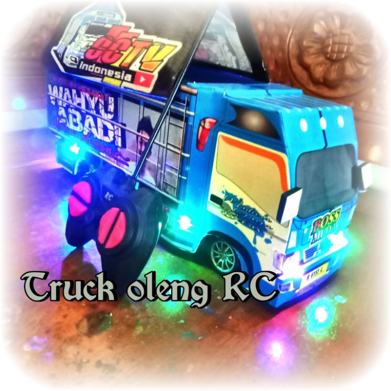 mainan truk oleng remot control biru wahyu abadi farian full lampu bonus promo murah