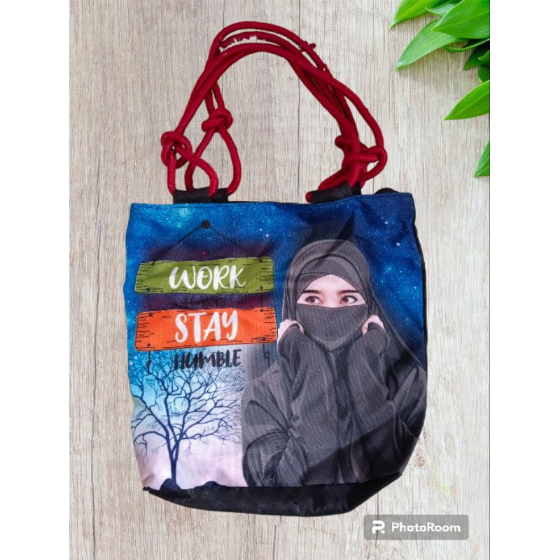 Tote bag tas tali sumbu tali tambang tas jinjing printing
