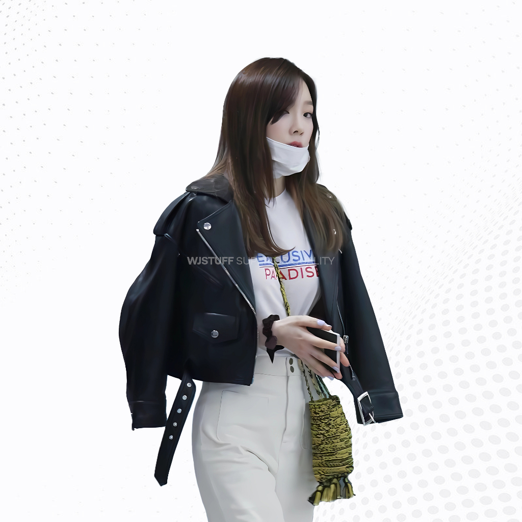 WJ Stuff - Taeyeon Jaket Kulit Sintetis Wanita Rock N Roll - Crop Mode