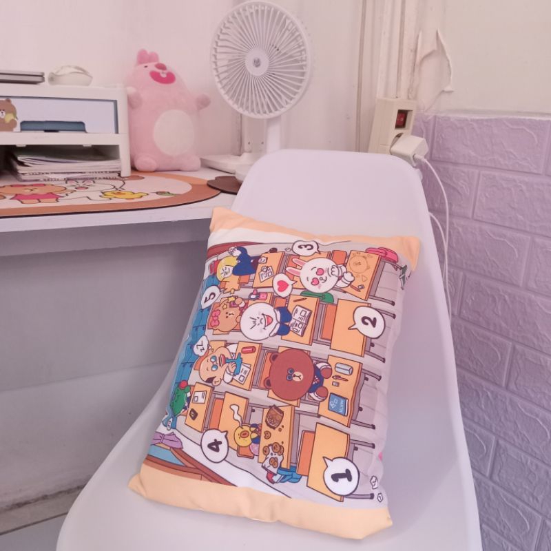 LINE FRIENDS sarung bantal pengganti boneka, sarung dakron