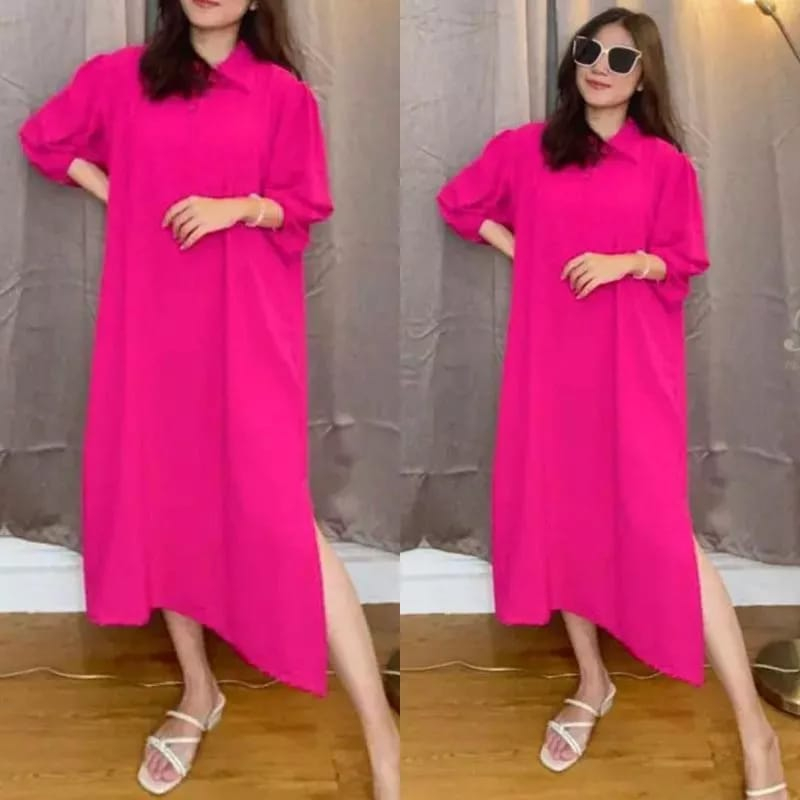 JOVANKA TUNIK MIDI LENGAN 3/4 DRESS BELAH WANITA ATASAN WANITA CRINCLE AIRFLOW PREMIUM (KJI)