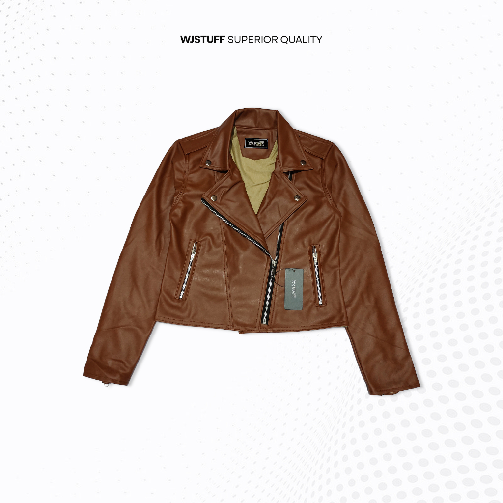 WJ Stuff - Jaket Wanita Rock N Roll Crop Tan Tua