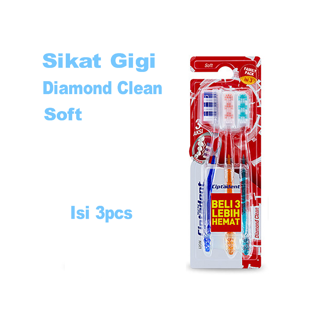 Ciptadent Sikat Gigi Diamond Clean Soft Isi 3 - Sikat Gigi Dewasa Lembut