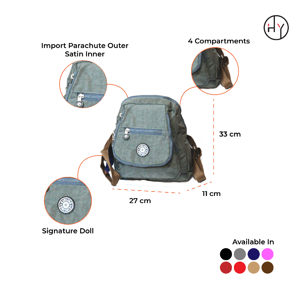 HYBRAND [KK18] - MINI RANSEL BACKPACK POLOS BAHAN PARASUT IMPOR