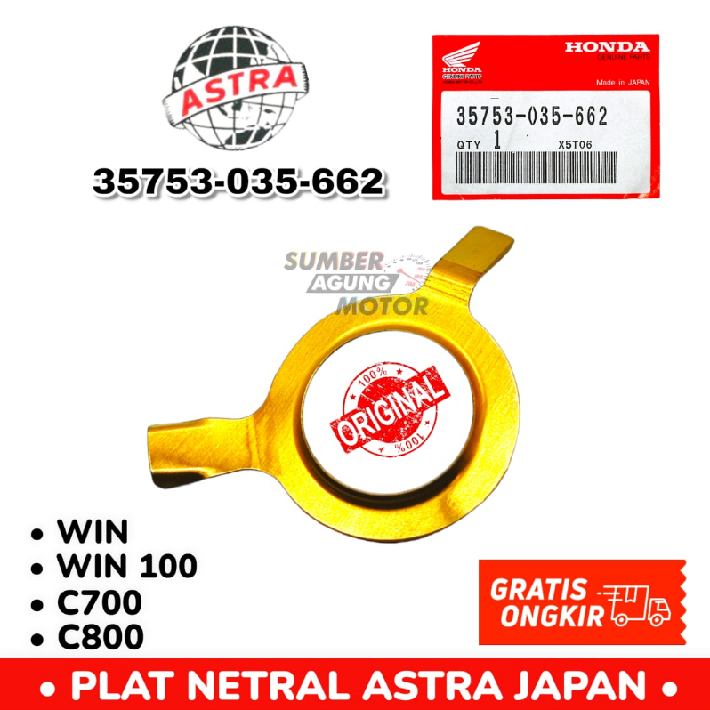 PLAT NETRAL ROTOR NEUTRAL WIN C700 C800 TEMBAGA KUNINGAN ORI NOS 35753-035-662