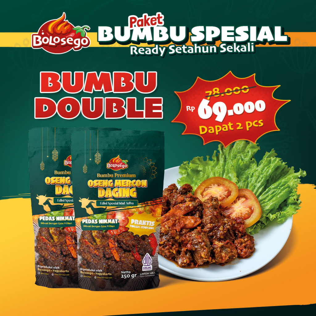 BOLOSEGO Bumbu Oseng Mercon Halal &amp; Bergaransi - Edisi Terbatas Spesial Idul Adha