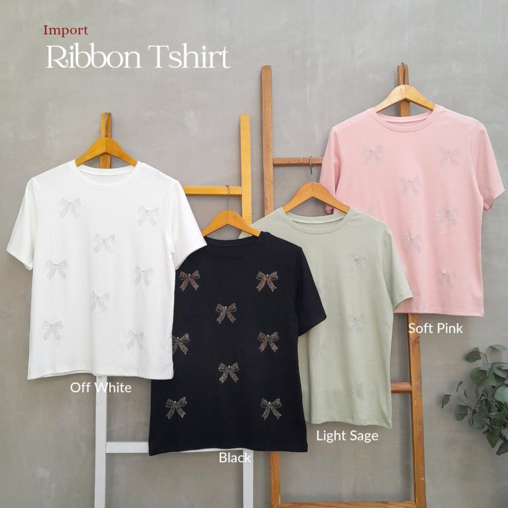 CallieTamami - A 6559 IMPORT Ribbon Tshirt ( Blink blinknya aman ga akan cepat copot )